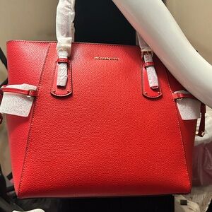 Brand new! Michael Kors Tote in  bright red leather!